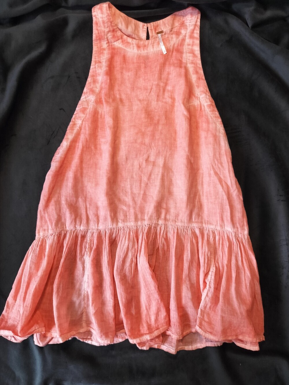 Free People Breathless Moments Drop Waist Peplum Tunic Tank Top Coral Small